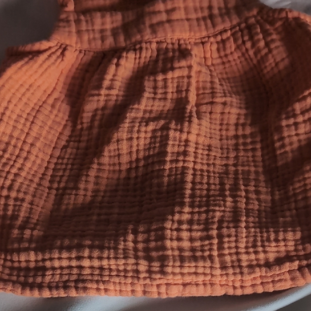 Primary Orange Smocked Bubble Tank Top